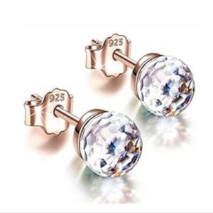 NWT CZ STUD EARRINGS AUTHENTIC GENUINE SOLID STERLING SILVER 🌹 ROSE GOLD